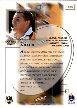 2002 Select Challenge #139 Ben Galea Back